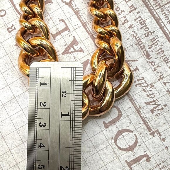 Elegant Bold Milor Bronze Italy Gold Overly Wide Graduated Chain Necklace - Picture 7 of 15